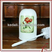 ceramic toilet brush with flower decal